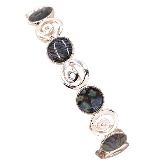 Abalone Ornate Circles Stretch Bracelet