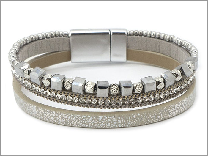 Three Strand w/ Cube Crystals Bracelet