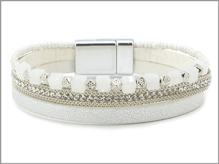 Three Strand w/ Cube Crystals Bracelet