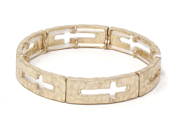 Cutout Cross Gold Stretch Bracelet
