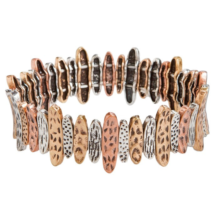 Textured Multicolor Rectangles Stretch Bracelet