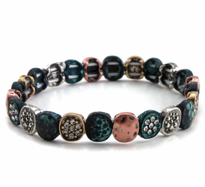 Small Textured Circles Stretch Bracelet - Multipatina