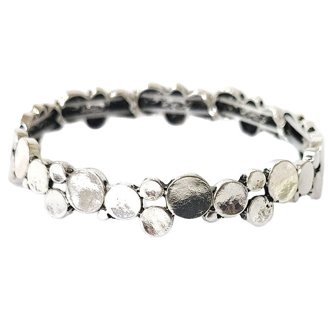 Plain Small Circle Clusters - Silver - Stretch Bracelet