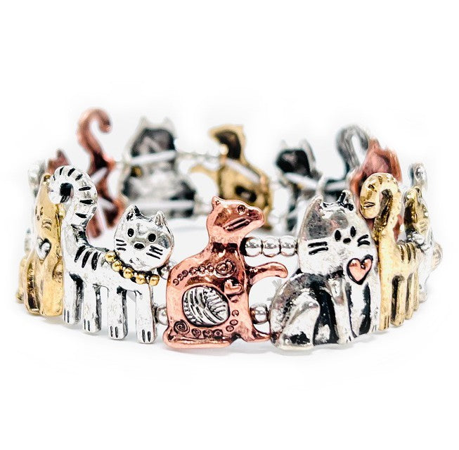 Kittens - Multicolor - Metal Stretch Bracelet