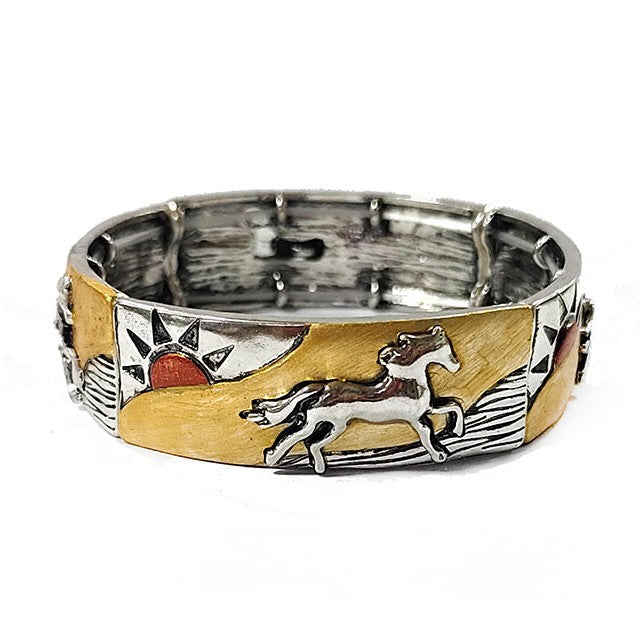 Horses - Multicolor - Metal Stretch Bracelet