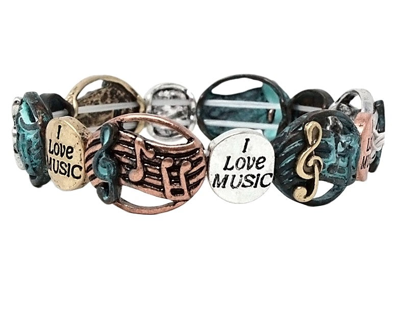 Music Theme Stretch Multipatina Bracelet