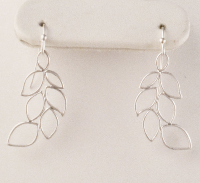 Silver Outlined Leaves Earrings