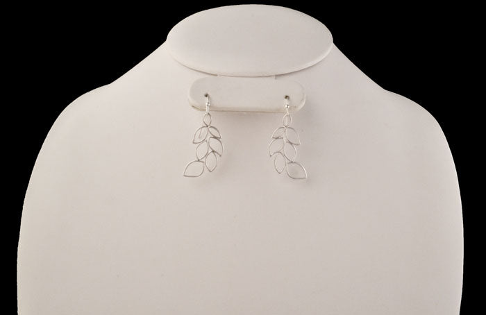 Silver Outlined Leaves Earrings
