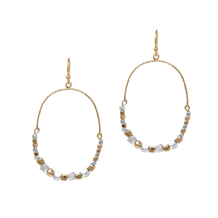 Cube Beads On Oval Multicolor Earrings