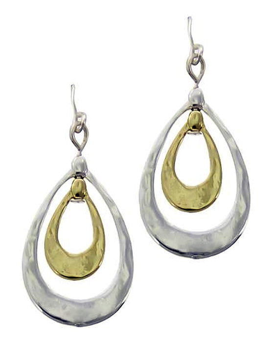 Double Tear Drops Earrings - Silver/Gold