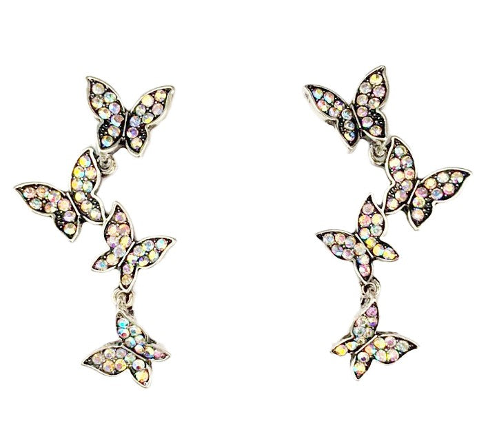 Crystal Butterfly Cluster Earrings