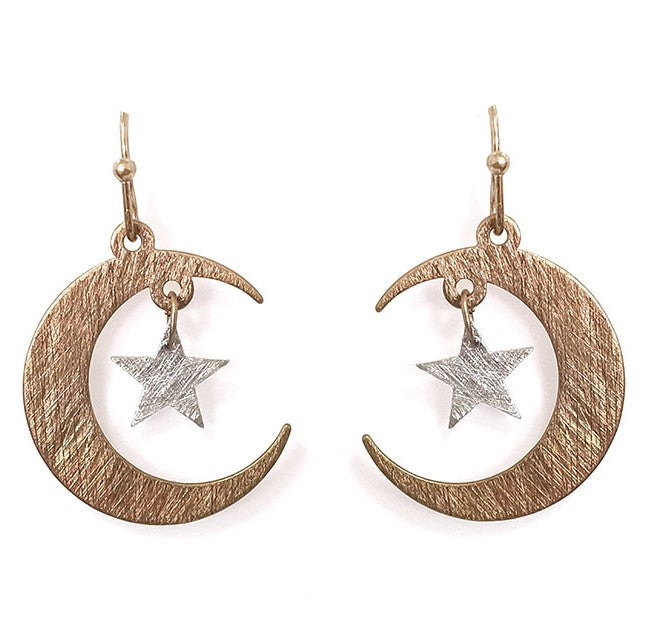 Moon & Star - Gold & Silver - Earrings