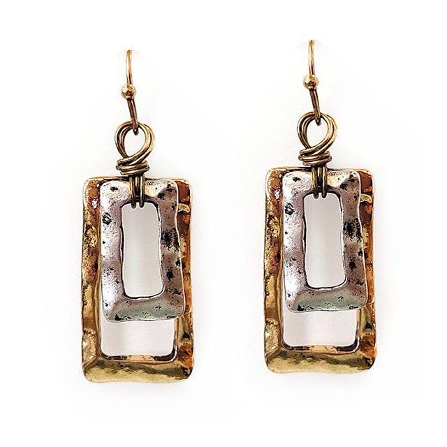 Double Rectangles - Gold & SIlver - Earrings