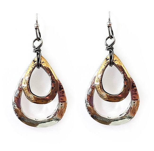 Double Teardrop - Silver & Gold - Earrings