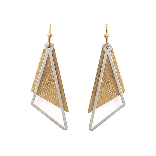 Small Double Triangles - Silver & Gold - Earrings