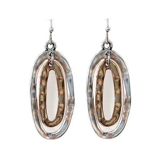 Double Hammered Ovals - Silve & Gold - Earrings