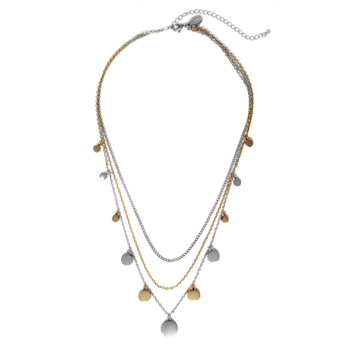 Triple Layer w/ Multi Disc Charms Multicolor Necklace
