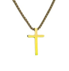 Stainless Steel - Medium Cross - Gold Necklace