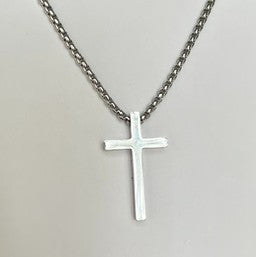 Stainless Steel - Medium Cross - Silver Necklace