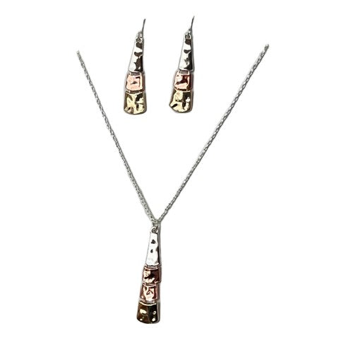 Hammered Rectangle Drop N/E Set - Multicolor