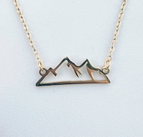 Mountain Scene - Cutout Necklace - Gold