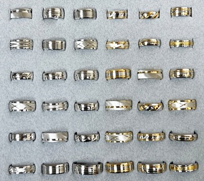 Silver/Gold Bands Stainless Steel Ring