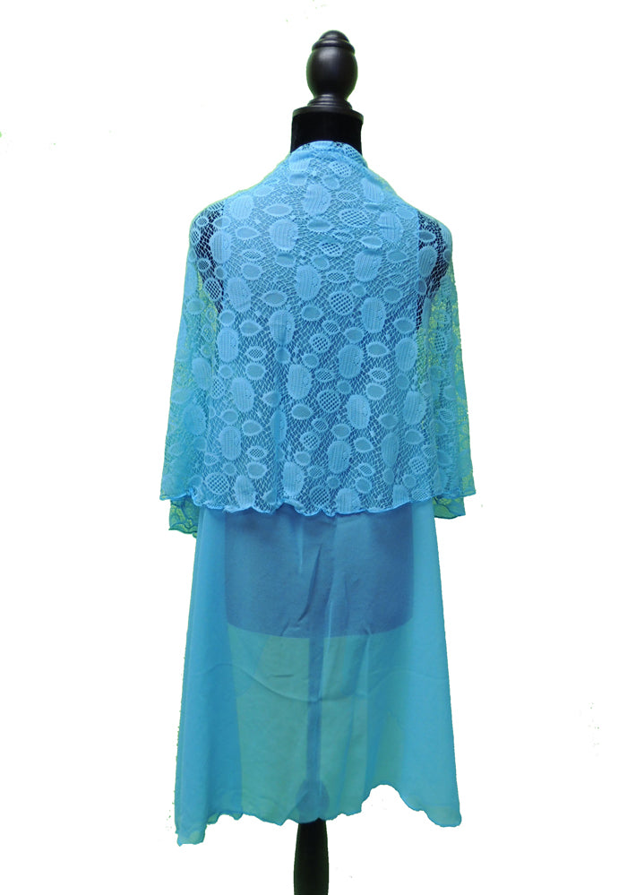 Turquoise Chifon/Lace Shawl