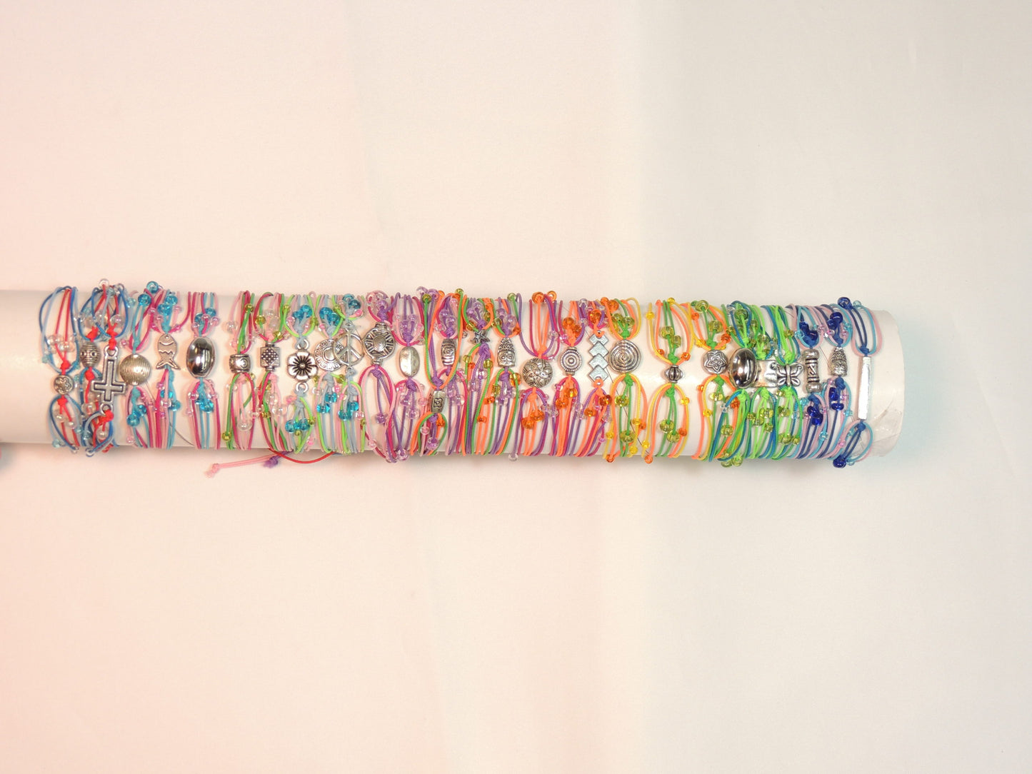 Woven Cord Multicolor Metal Pendants Slider Bracelets