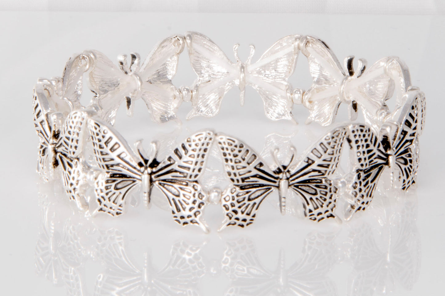 Silver Butterfly Stretch Bracelet