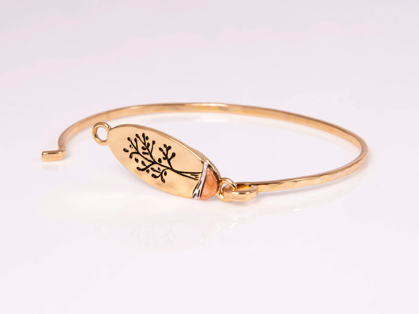 Gold Oval Tree Of Life Cuff Bracelet