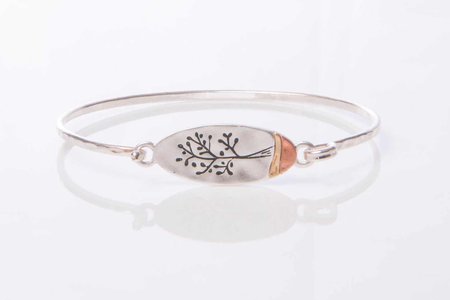 Silver Oval Tree Of Life Cuff Bracelet