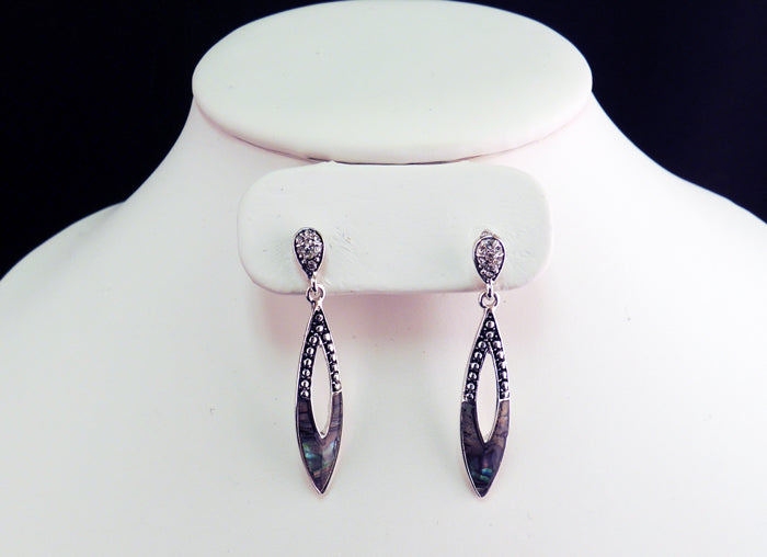 Abalone Long Open Oval Earrings
