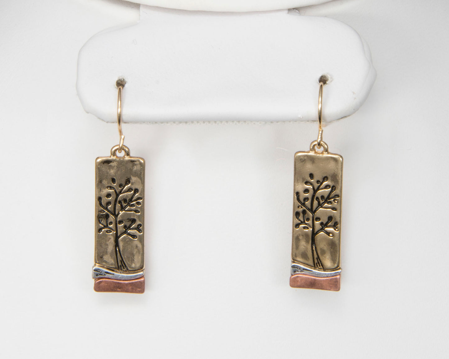 Rectangle Tree of Life Earrings - Gold