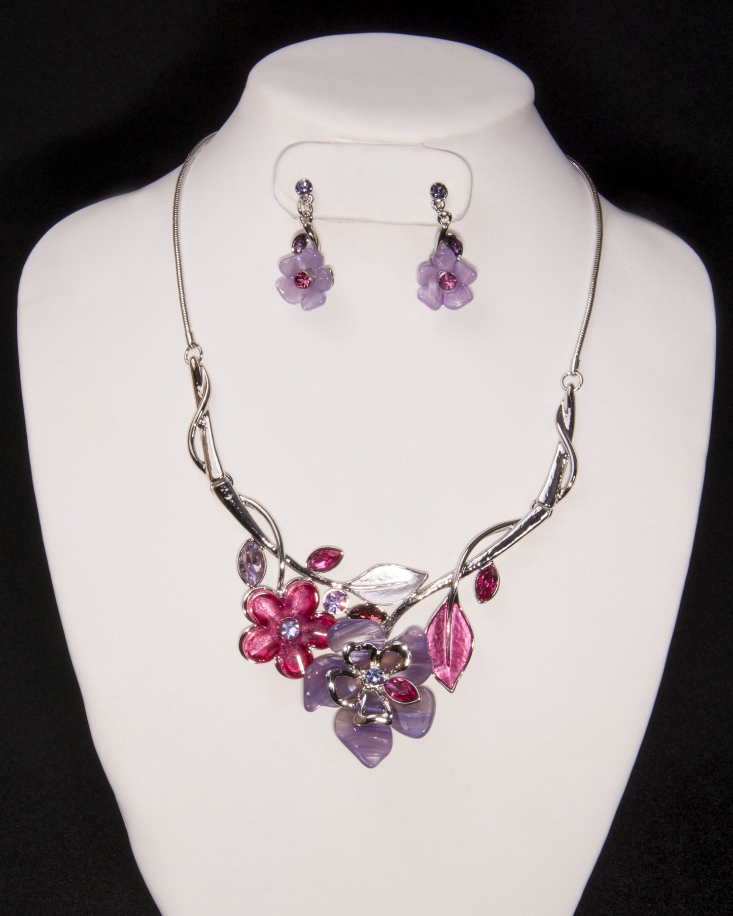 Purple Floral Cluster N/E Set