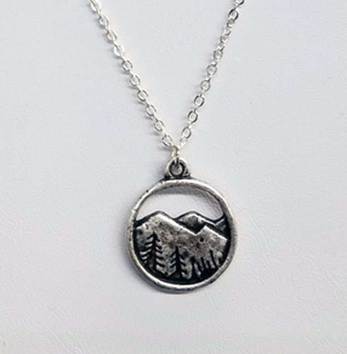 Mountain Scene Circle Necklace