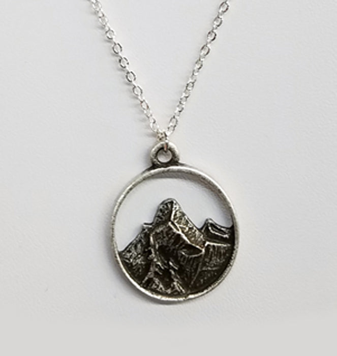 Mountain Scene Circle Necklace