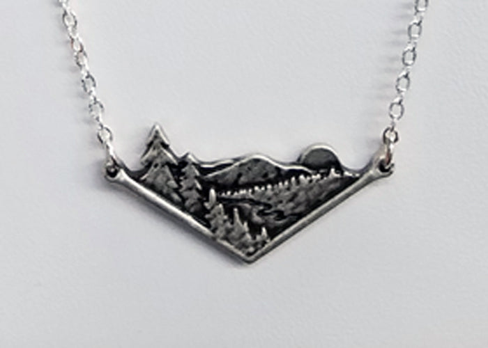 Mountain/River Scene - Triangle Necklace