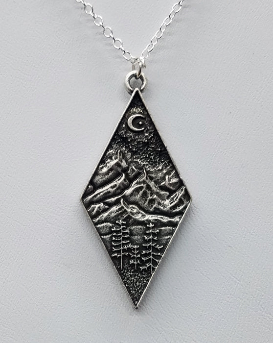 Mountain Scene - Diamond Shape Necklace