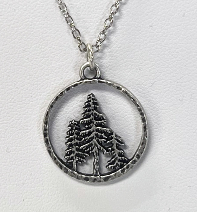 Cutout Trees In Circle Necklace