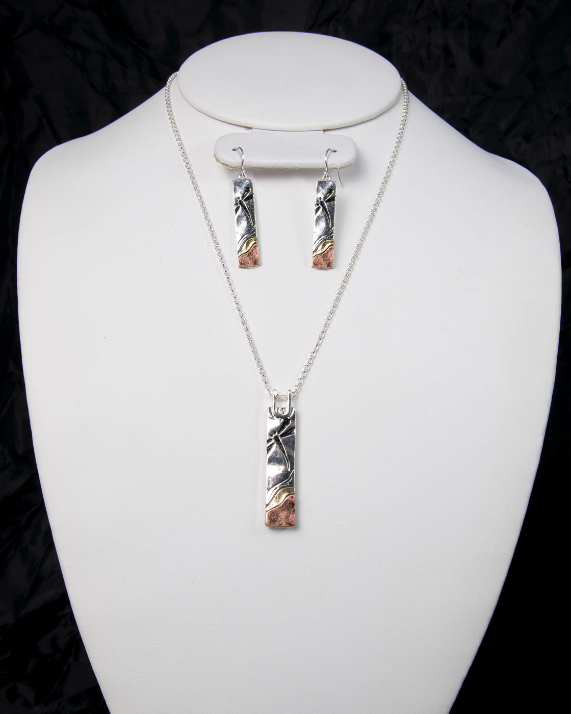 Dragonfly - Rectangle - Silver N/E Set