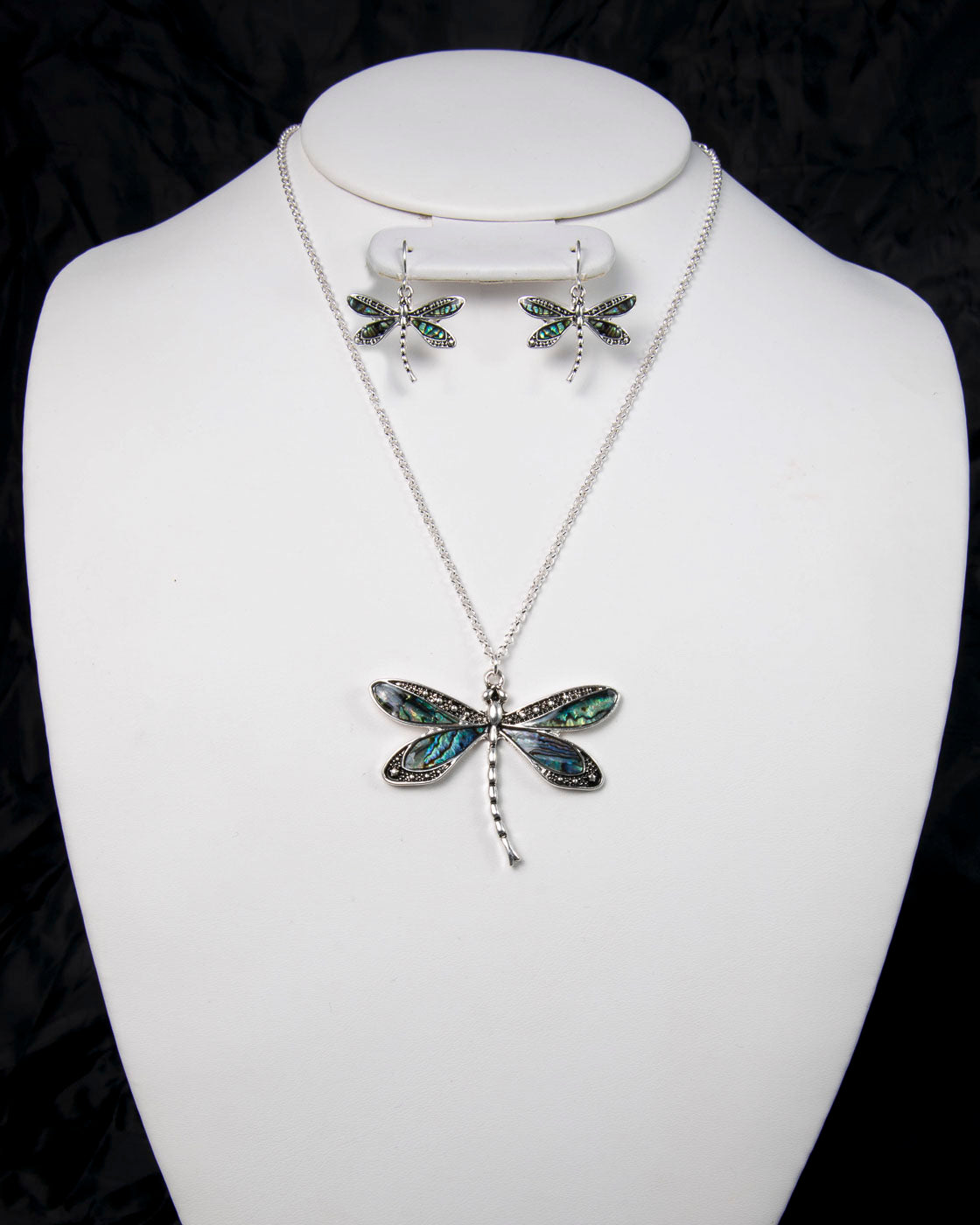 Dragonfly with Abalone - Silver N/E Set
