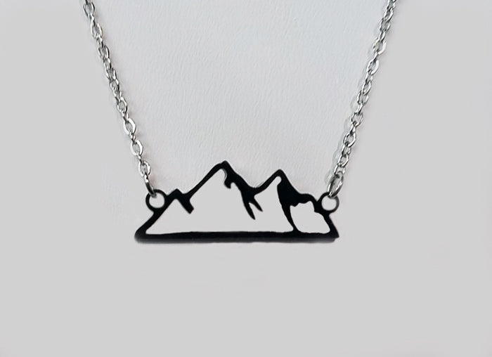 Mountain Scene - Cutout Necklace - Silver