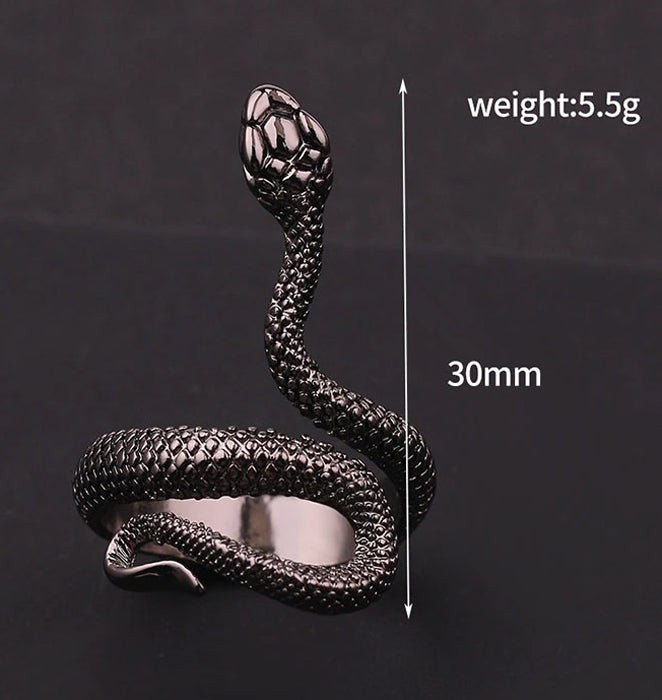 Black Snake - Short Tail Adjustable Metal Ring