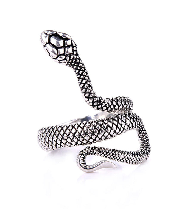 Silver Snake - Short Tail Adjustable Metal Ring
