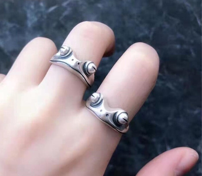 Silver Frog Adjustable Metal Ring