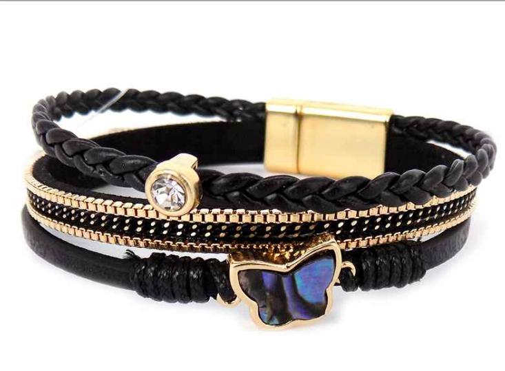 Four Strand Abalone Butterfly Bracelet