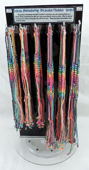Nylon Many Bead Rainbow Tie On Bracelet