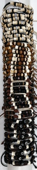 Cord Natural Colors w/ Beads Adjustable Slider Bracelet