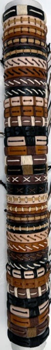 Wide Flat Leather Cord - Mixed Designs - Adjustable Slider Bracelets