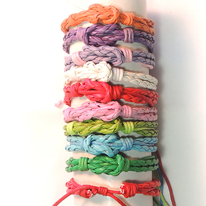 Colorful Leather Knot Adjustable Slider Bracelet